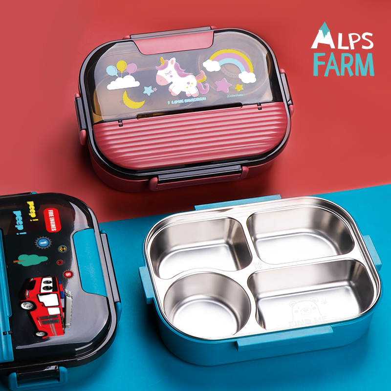 BEEDINGKA韩国316不锈钢小学生饭盒分格带盖午餐盒双层防摔便当盒