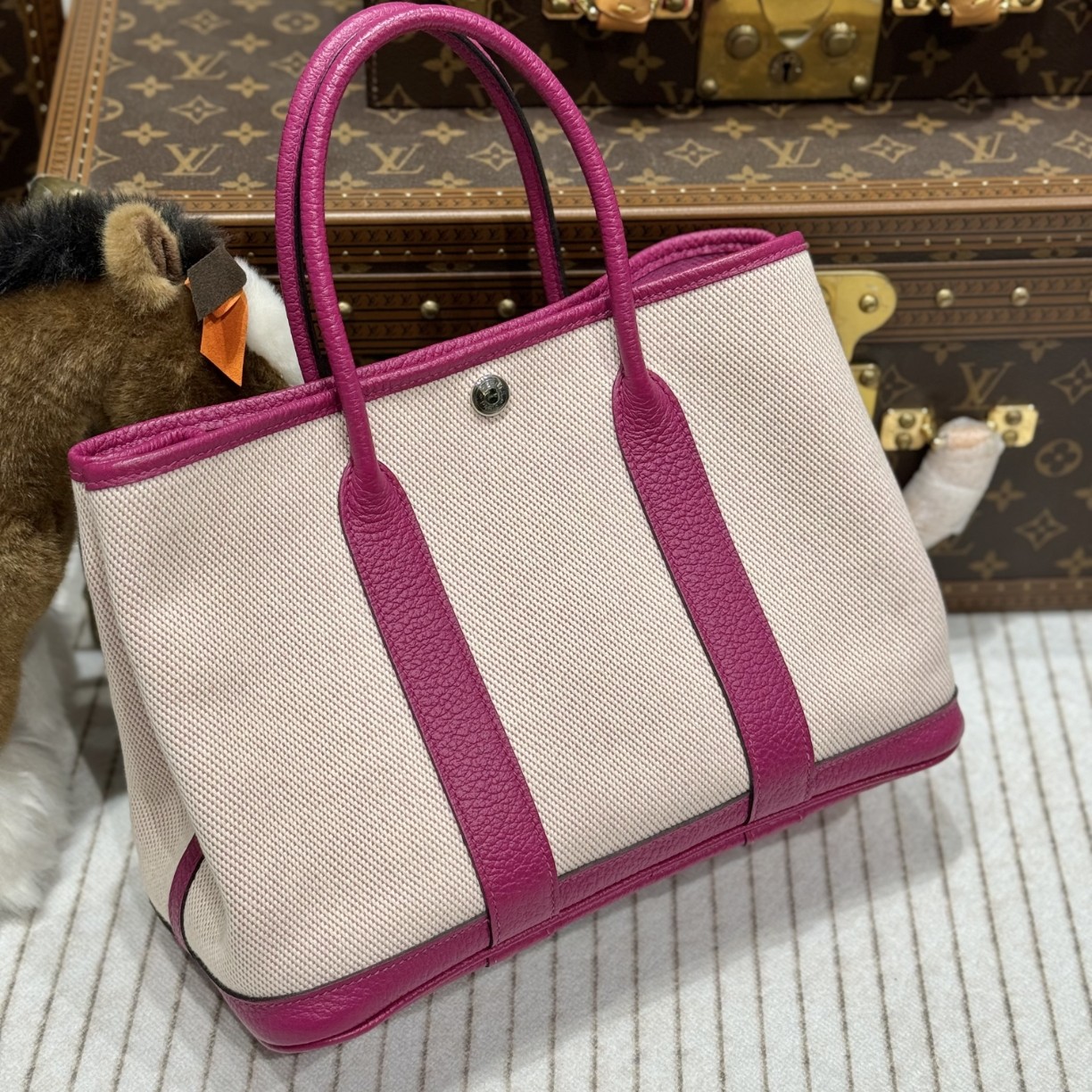 99新 Hermes/爱马仕 昊哥/爱马仕玫瑰紫花园30包/c刻