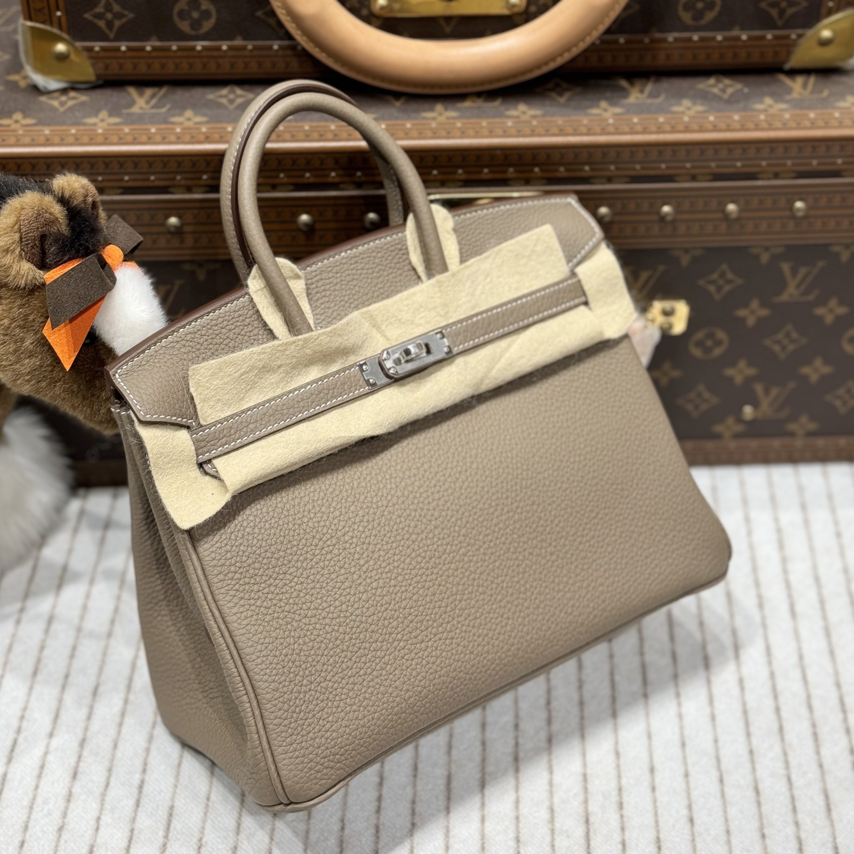 全新未使用 Hermes/爱马仕 贝贝/w刻爱马仕大象灰银扣bk25包