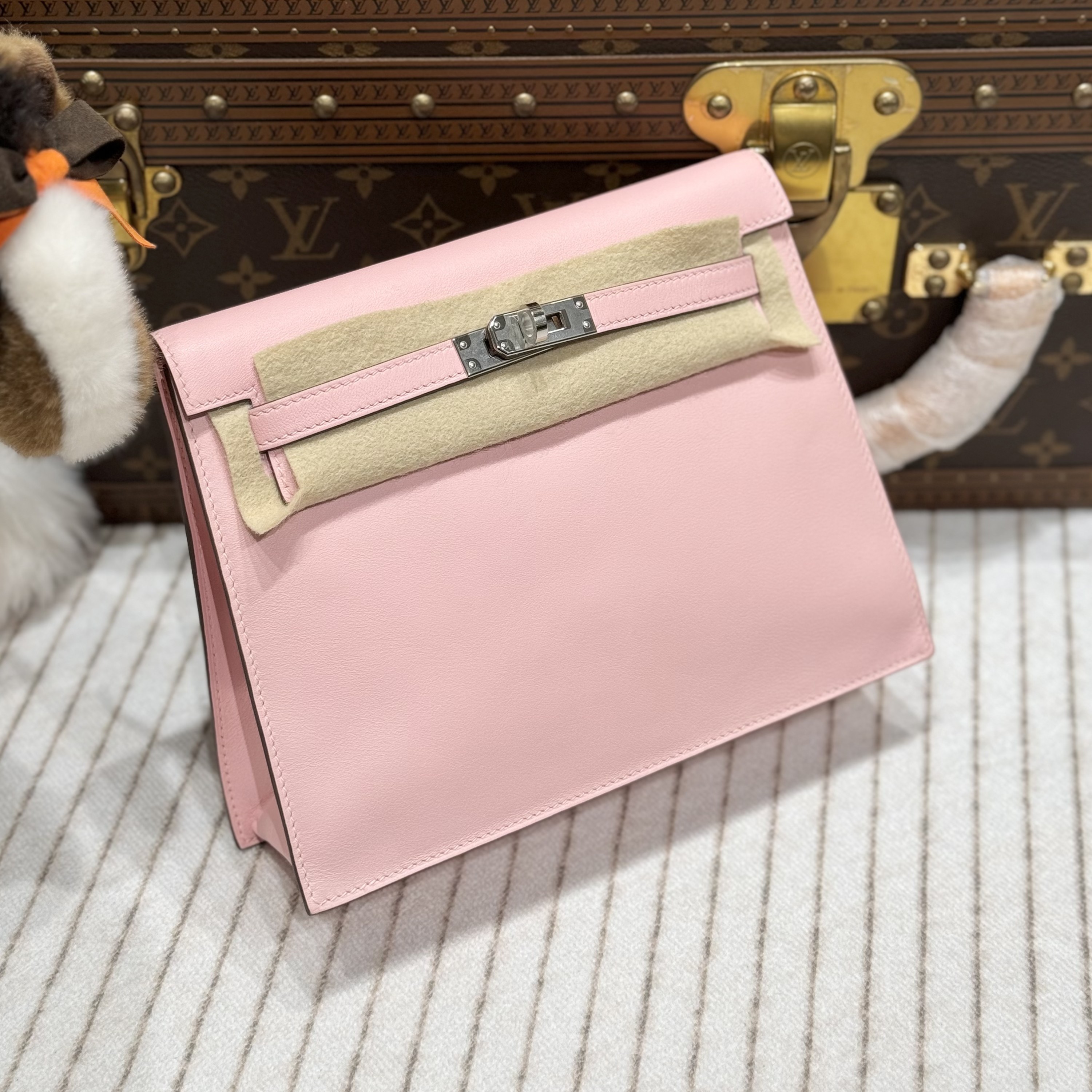 全新未使用 Hermes/爱马仕 lina/z刻爱马仕樱花粉kellydanse包