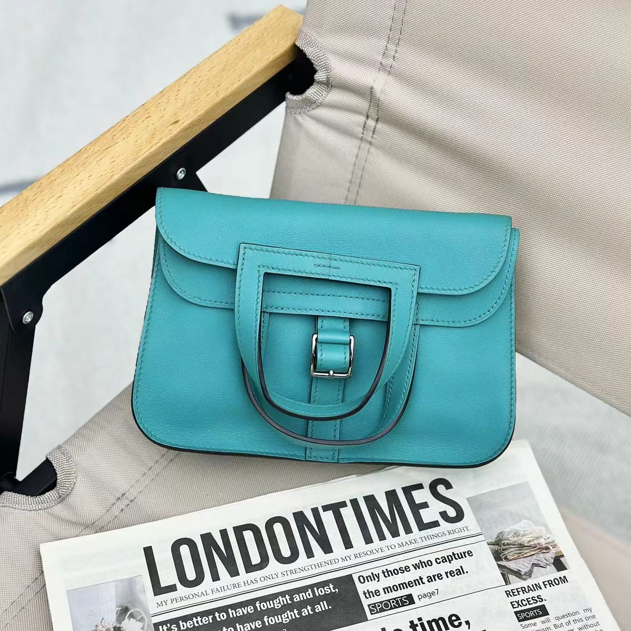 99新 Hermes/爱马仕 活动1/mini halzan孔雀蓝/X刻尘袋