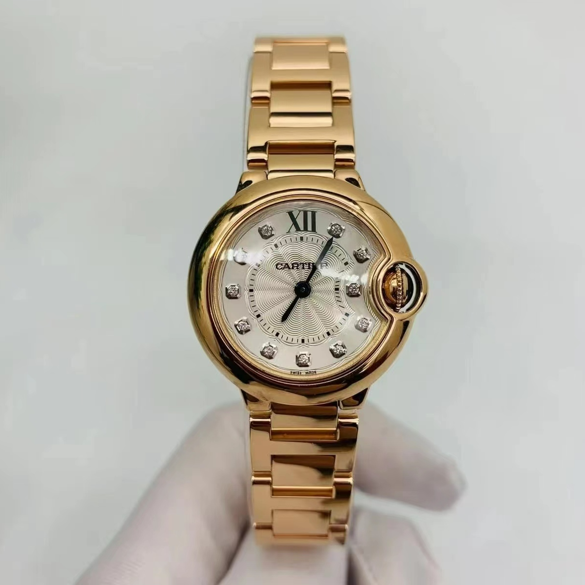 99新 Cartier/卡地亚 蓝气球WE902025 28玫瑰金钻刻钢带 女款单表