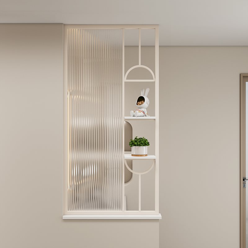 奶油风入户卫生间隔断洗漱台半墙玻璃隔断简约客厅屏风装饰墙定做