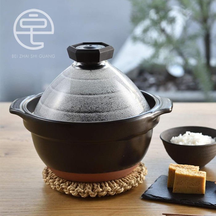 日本制进口hario万古烧土锅砂锅家用燃气煲仔饭小锅煲粥煮蒸米饭