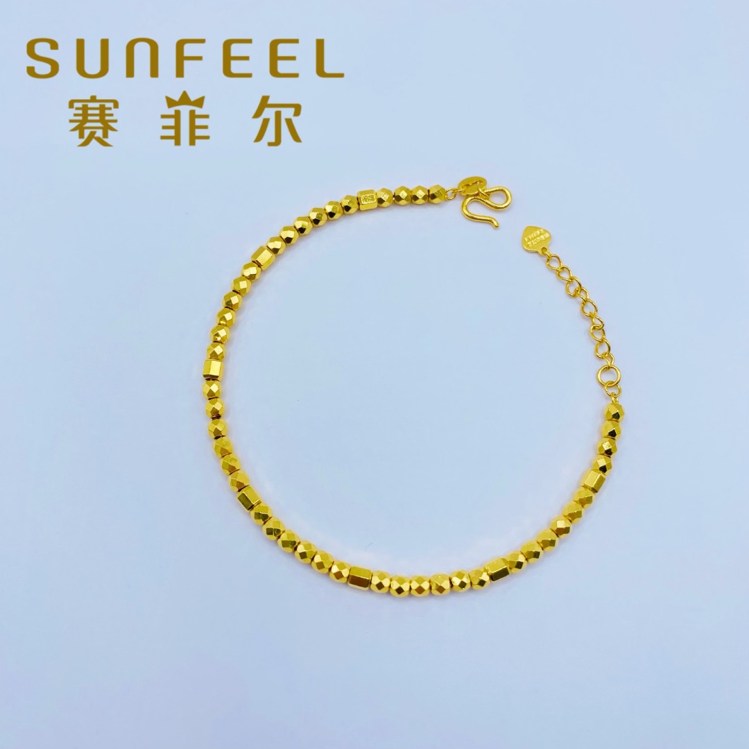 赛菲尔万足®足金蹦迪珠手链送女友礼物