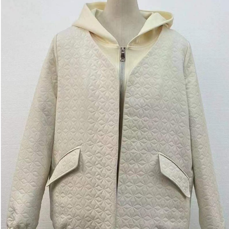 春秋新款卫衣宽松中长款菱形格拼接连帽假两件慵懒风棒球服女款