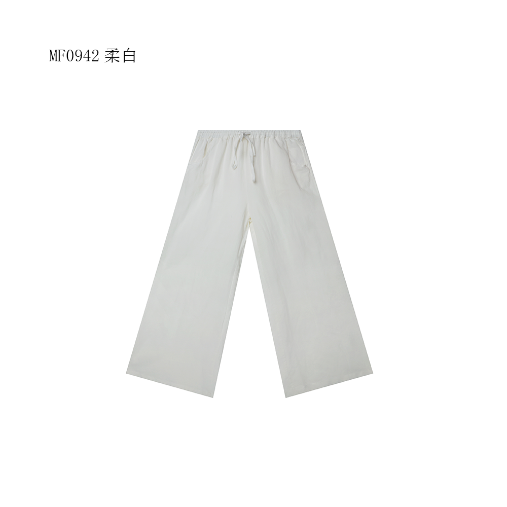 【麻訪家】MF0942柔白复古文艺宽松显瘦百搭休闲阔腿裤