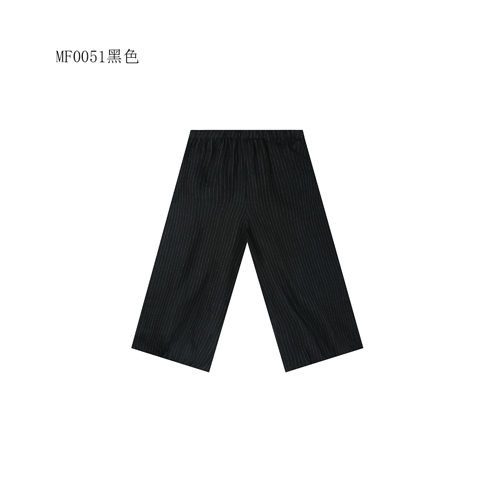 【麻訪家】MF0051黑色文艺复古宽松显瘦百搭休闲阔腿裤