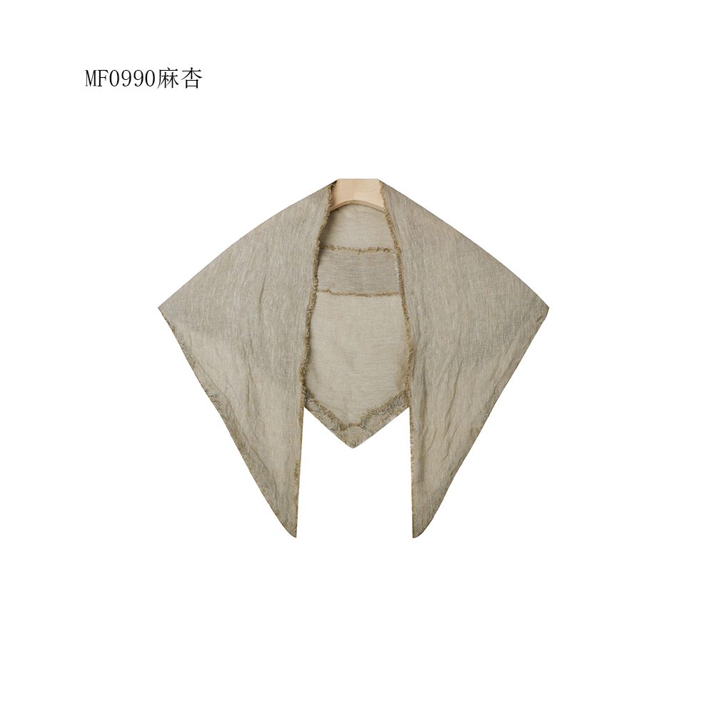 【麻訪家】MF0990麻杏文艺复古时尚百搭三角巾披肩