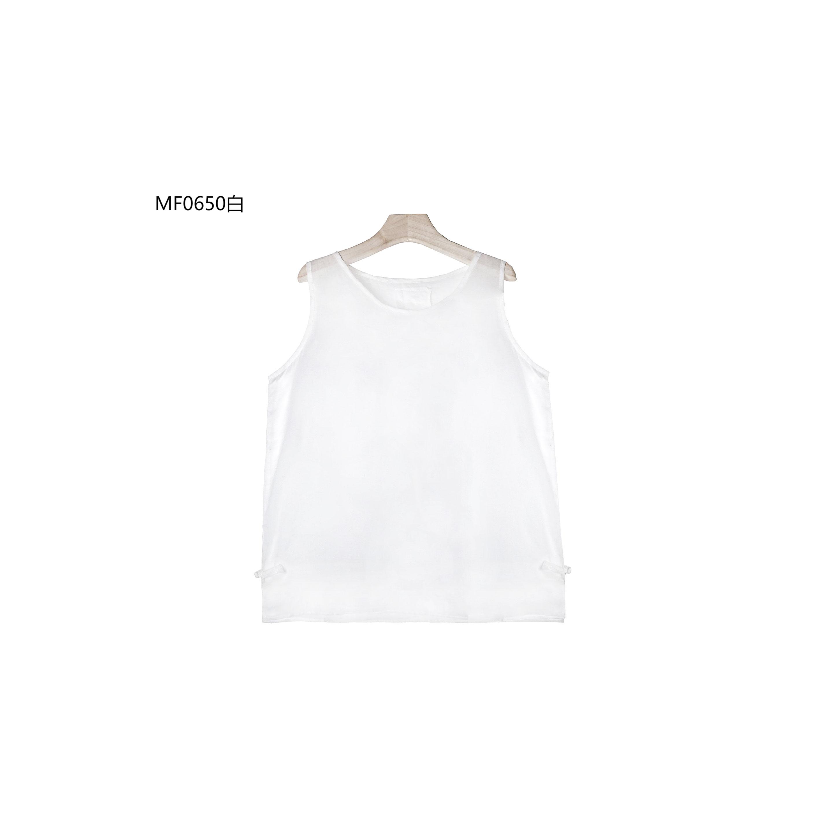 【麻訪家】MF0650白复古文艺简约宽松显瘦百搭上衣背心