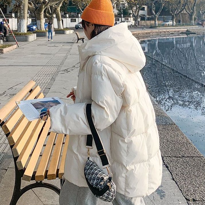 波司登中长款羽绒服服女2023冬季新款学生韩版龟背廓形加厚面包服