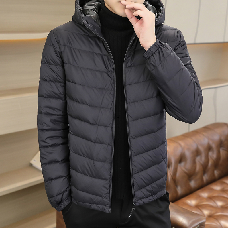 波司登羽绒服男士冬季2023新款纯色简约轻薄款内胆防寒连帽外