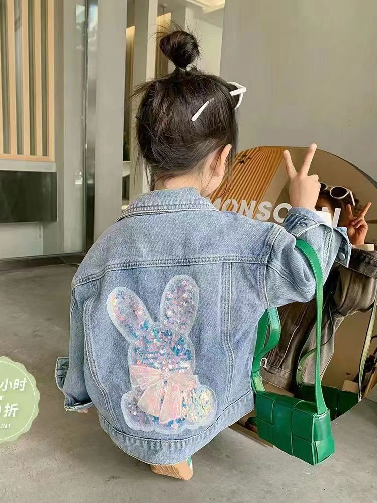 飞天小小猪女童牛仔外套春秋款儿童夹克上衣韩版百搭外衣洋气网红
