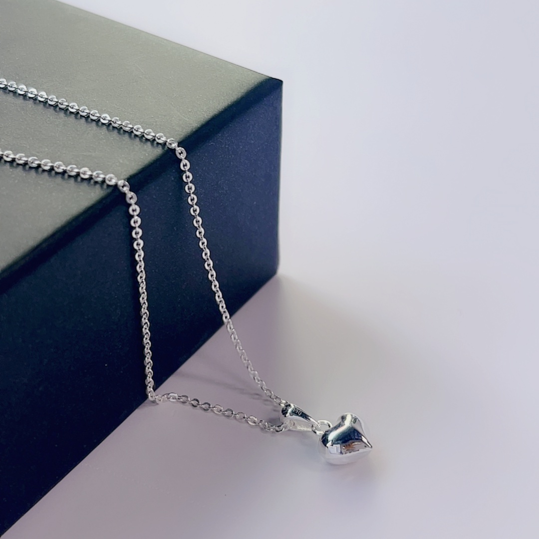 坠链均足银 十字O字链加小爱心吊坠简约小众轻奢甜美女神礼物日韩