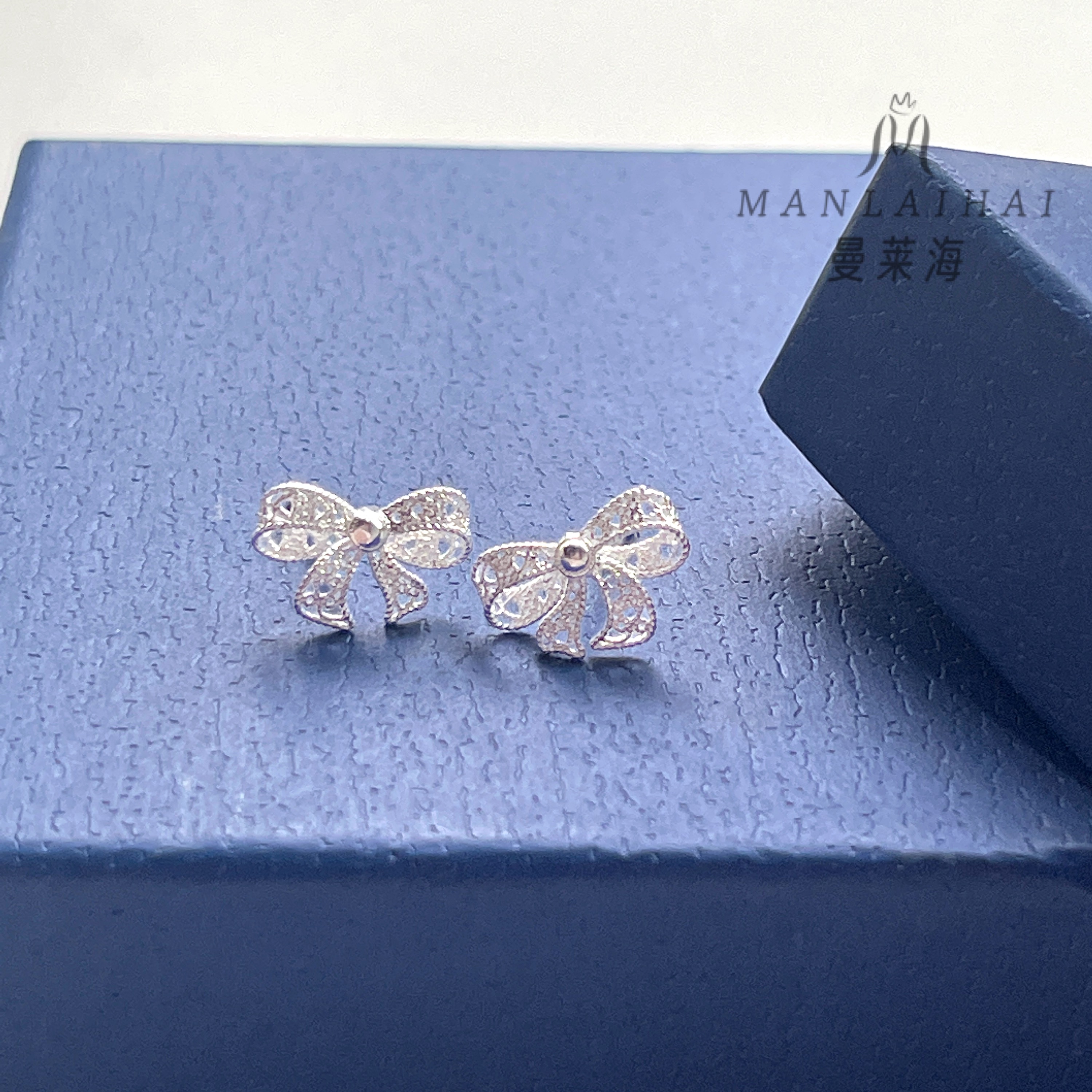 足银耳饰 花丝蝴蝶结耳钉精致甜美小众百搭气质轻奢礼物38好物