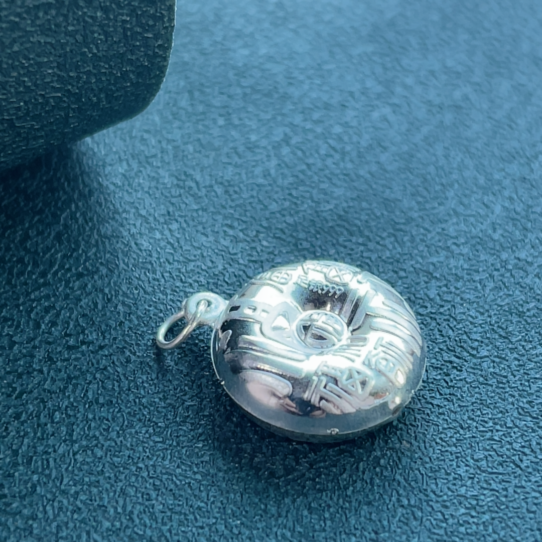 吊坠足银 999福字双面平安扣加红绳手工工艺素款空心吊