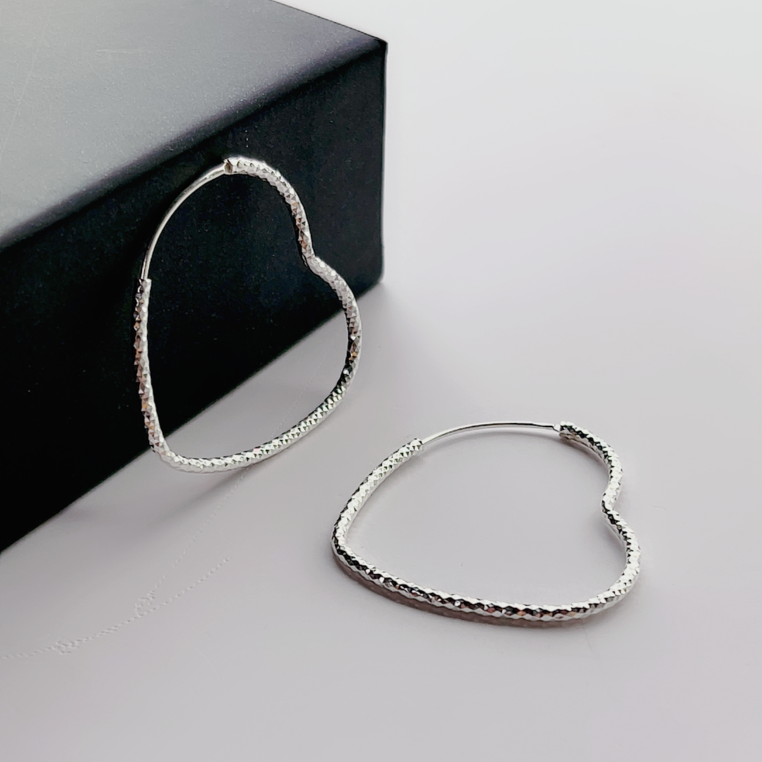 足银耳饰 几何爱心大耳圈复古个性银色耳钉气质轻奢闪闪钻百搭ins