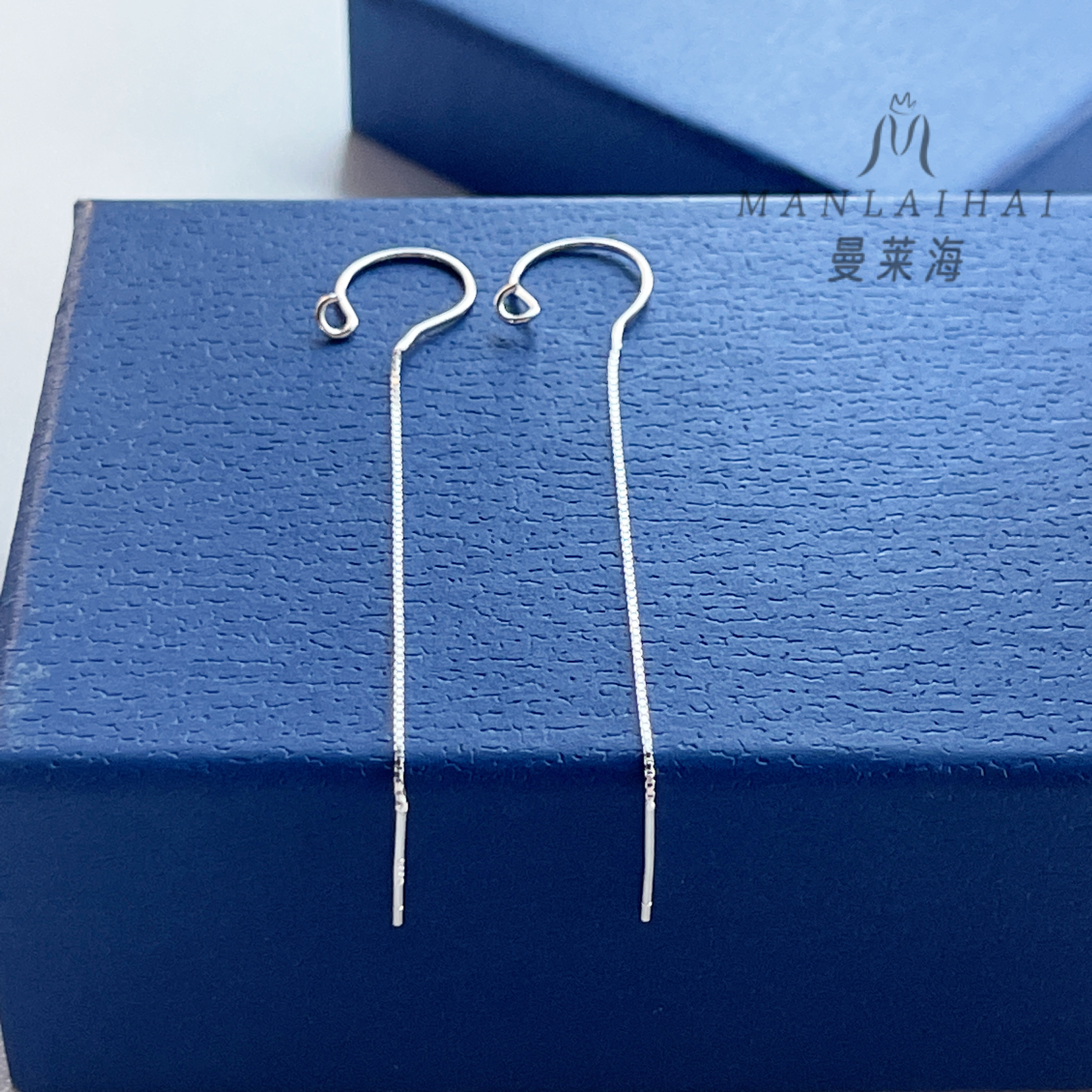 足银耳饰 防丢耳钩配件长款耳吊素款气质