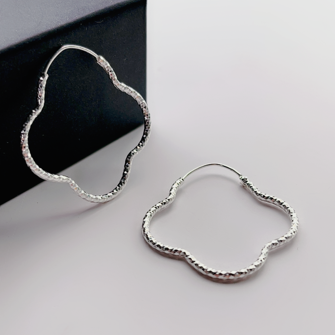 足银耳饰 几何四叶花大耳圈气质个性轻奢高级感素款耳