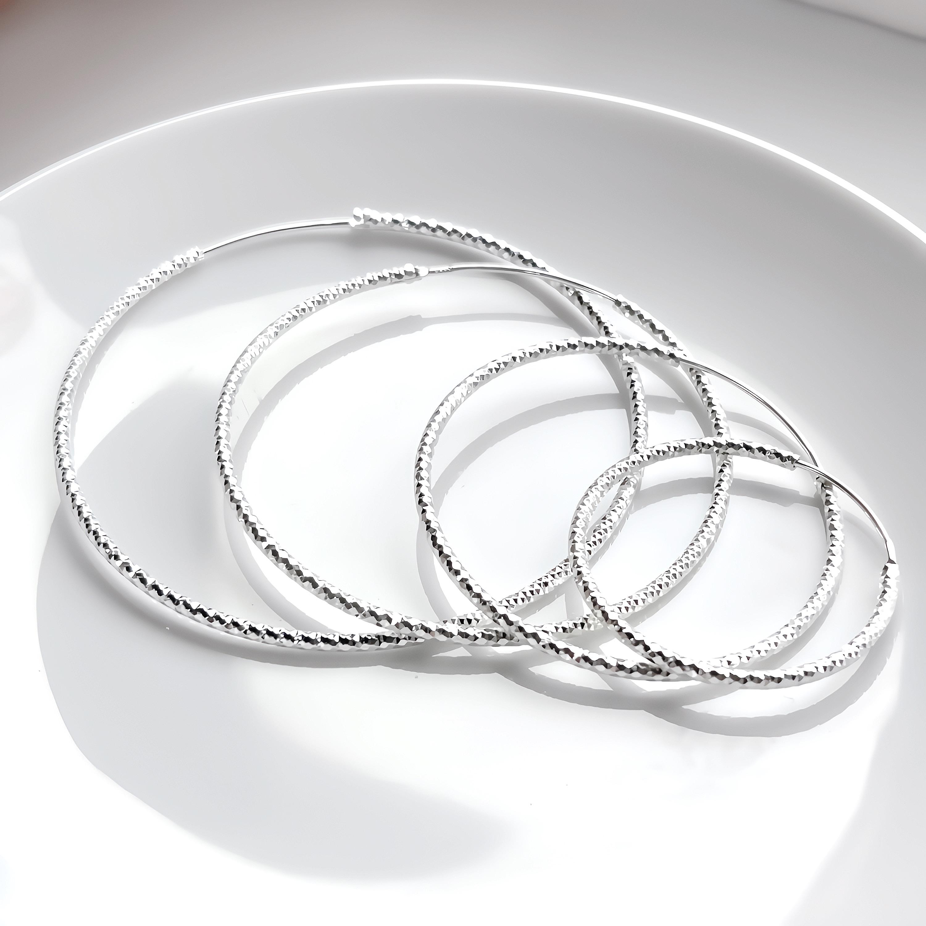 足银耳饰 钻花五角大耳圈耳环银饰搭配穿搭轻奢气质个性设计ins女