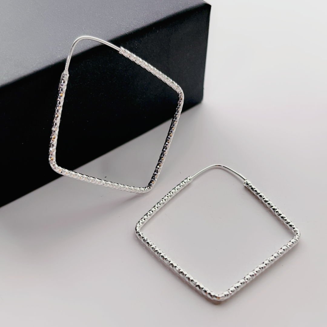足银耳饰 几何方形大耳圈春季穿搭配饰个性气质闪闪钻