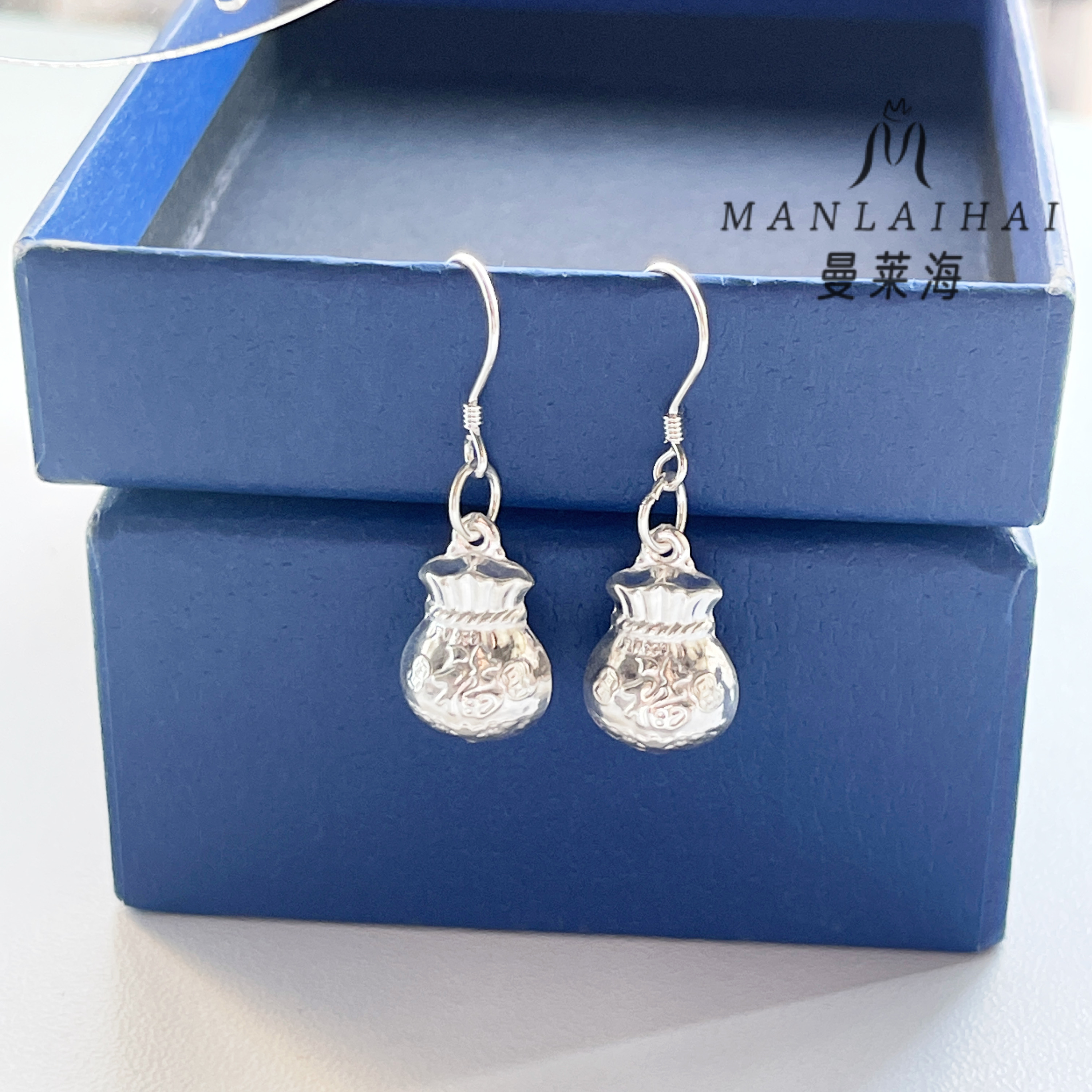 足银耳饰 戴戴有福耳钩银耳环高级感新年秋冬百搭素款轻奢养耳洞