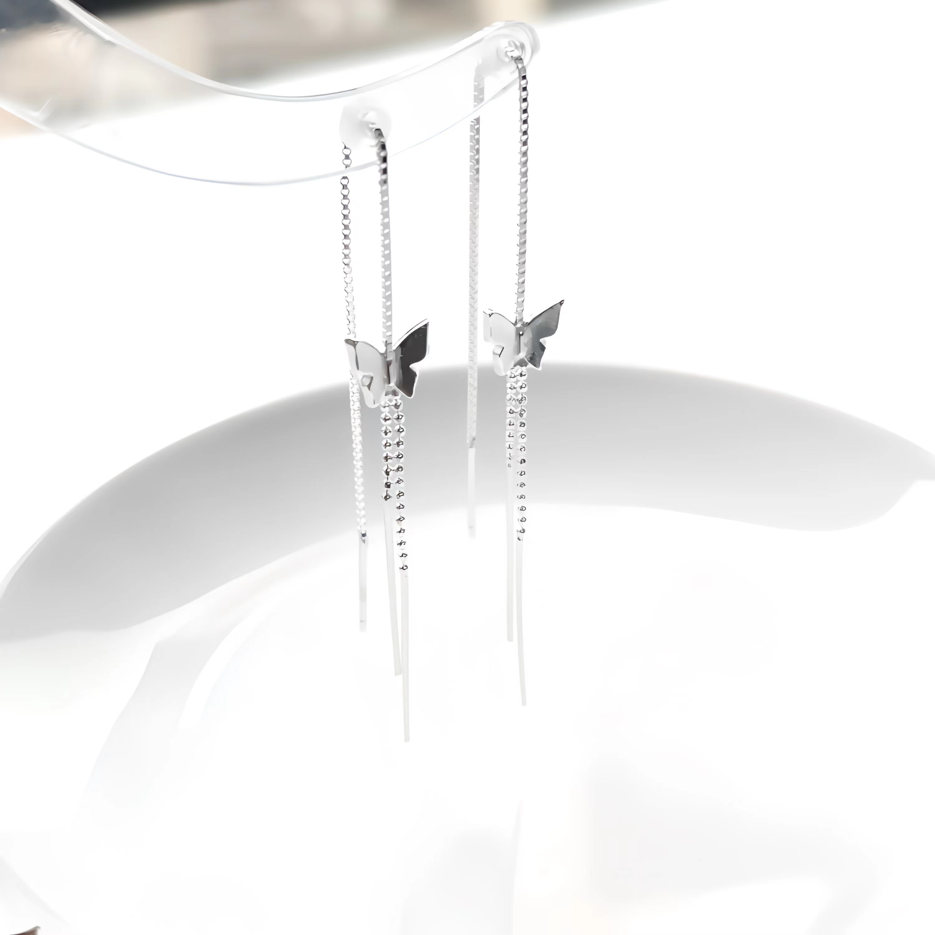 足银耳饰 蝴蝶流苏耳线银饰超仙长款精致设计ins轻奢穿搭搭配节日