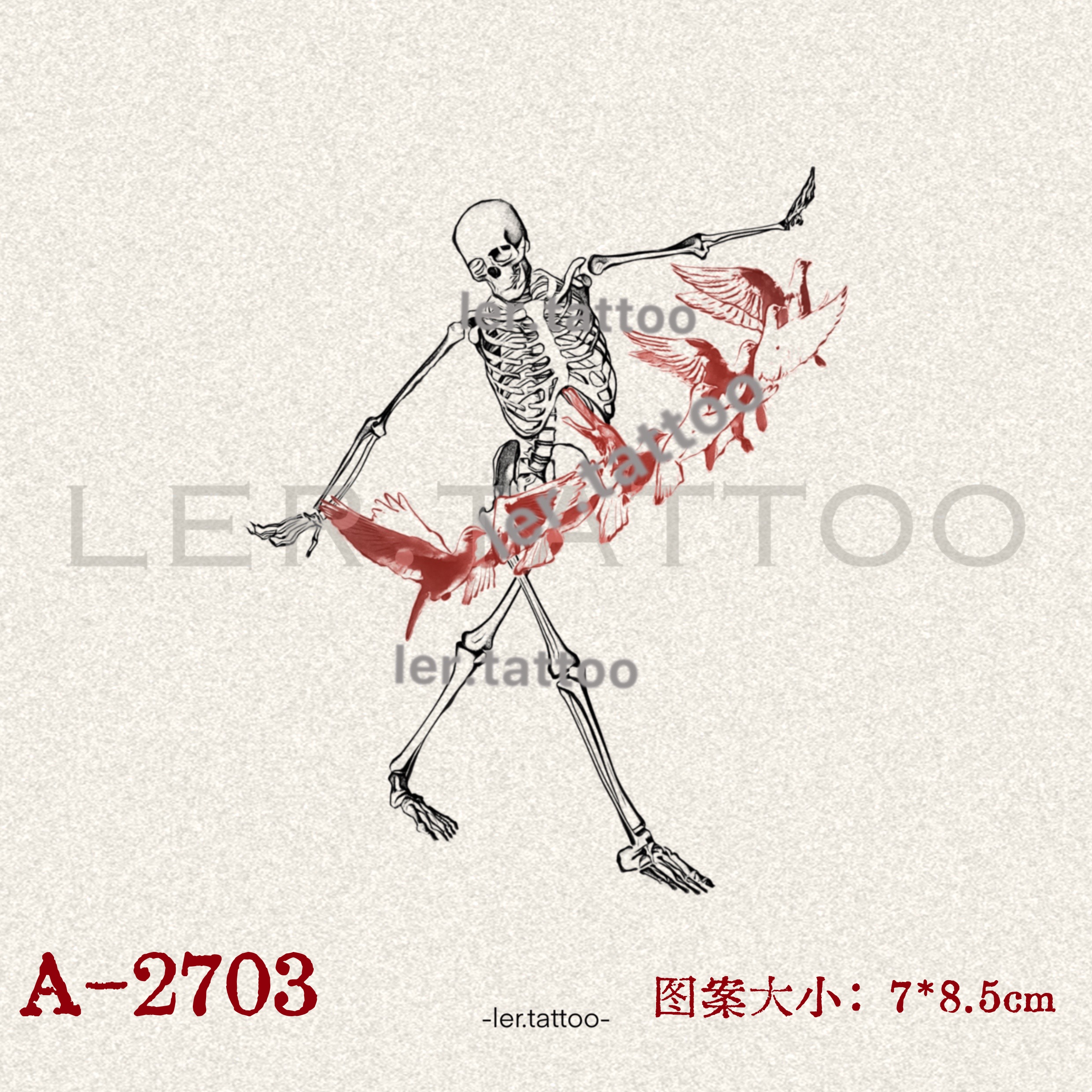 ler.tattoo｜新中式｜彩色纹身贴｜舞A-2703 |5张包邮