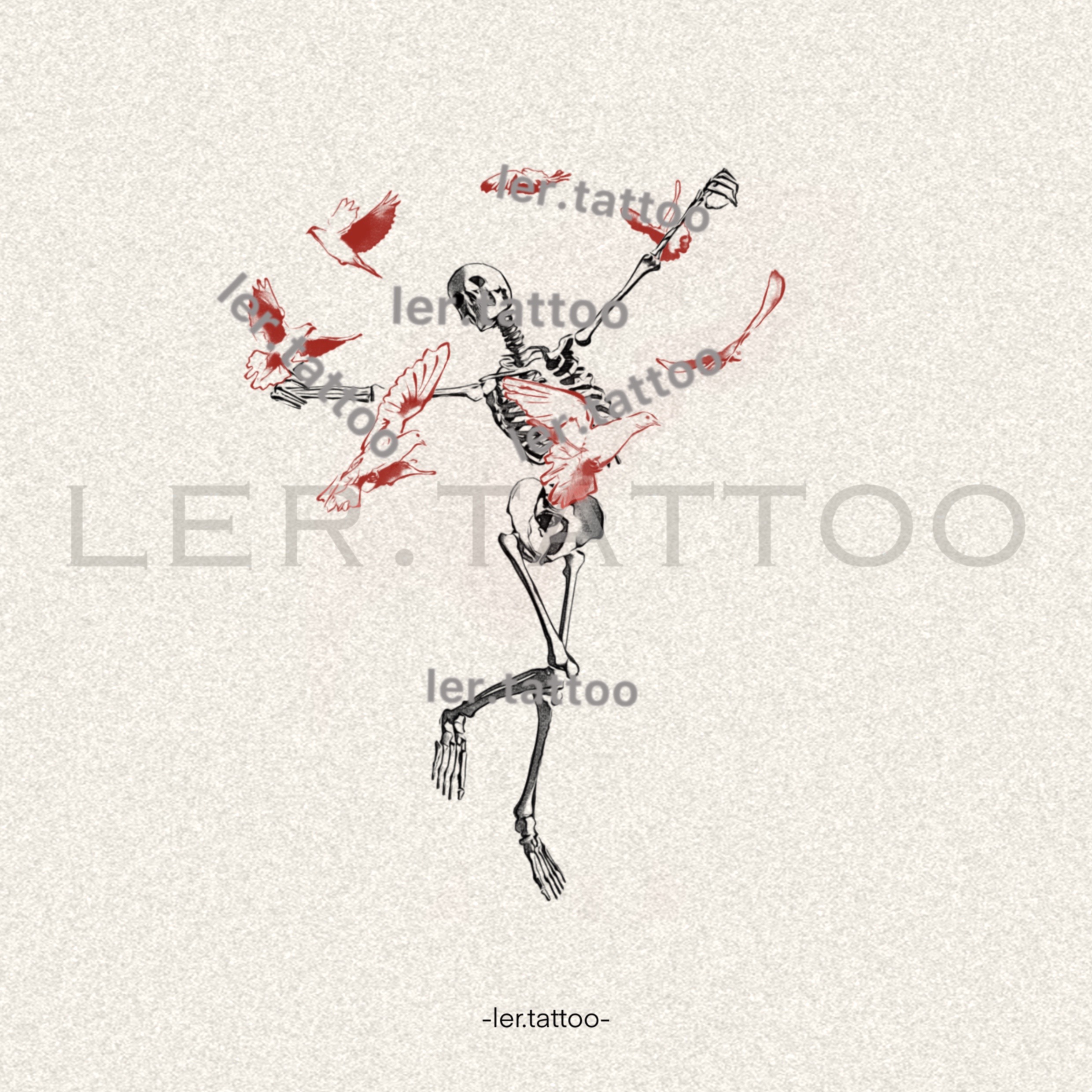 ler.tattoo｜新中式｜彩色纹身贴｜舞 |5张包邮