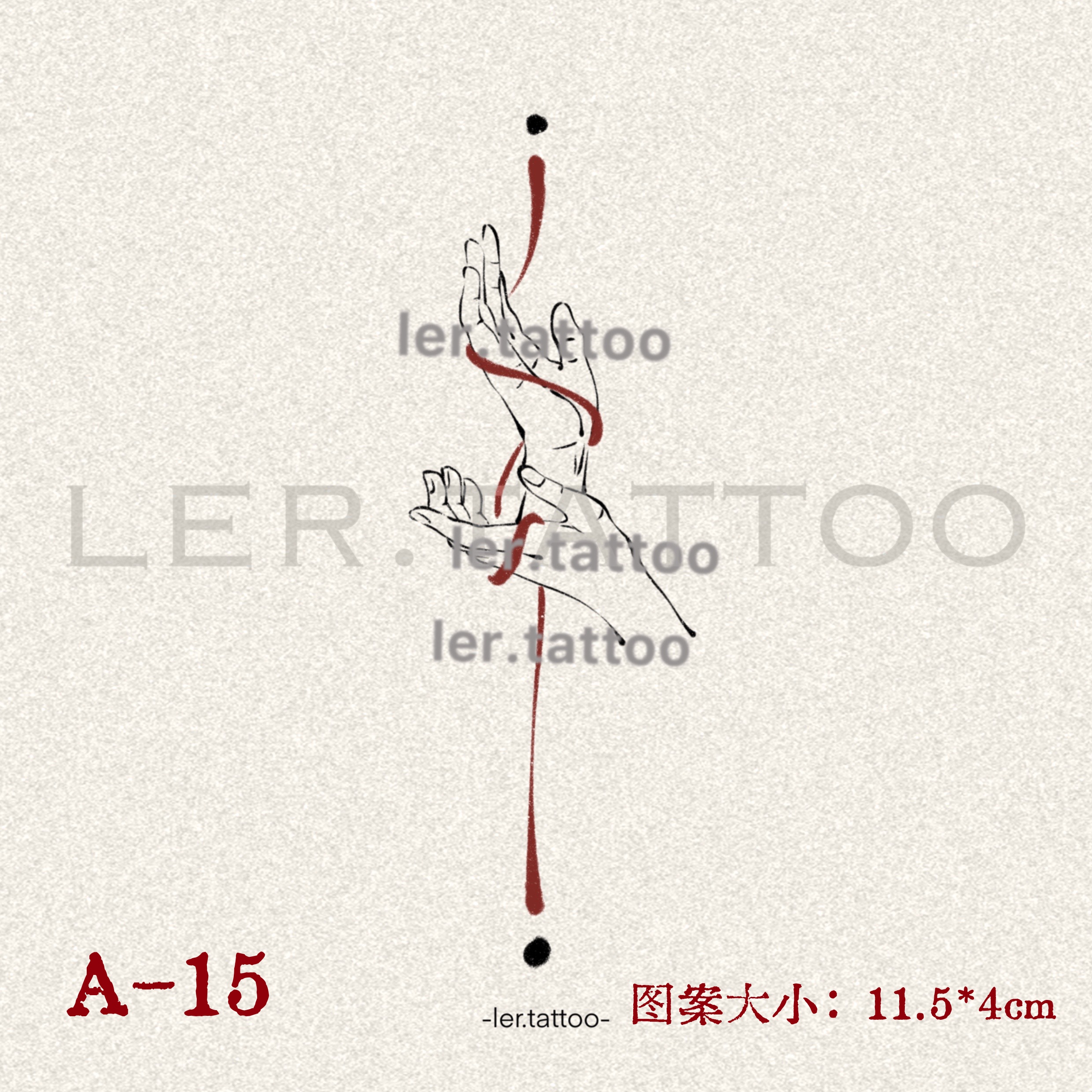 ler.tattoo｜新中式｜彩色纹身贴｜细绕朱红|5张包邮