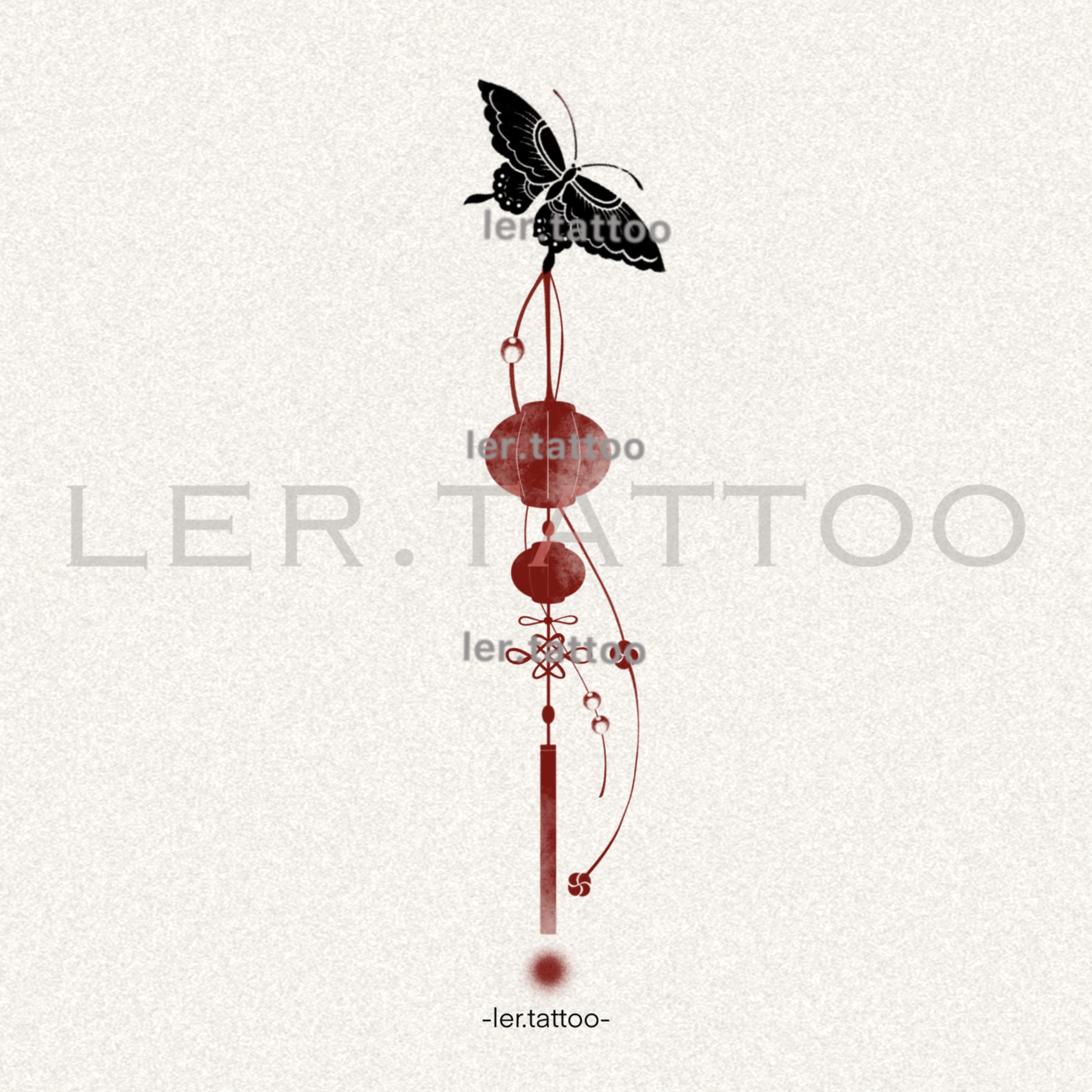 ler.tattoo｜新中式｜彩色纹身贴｜蝶·揽月｜全店5张包邮
