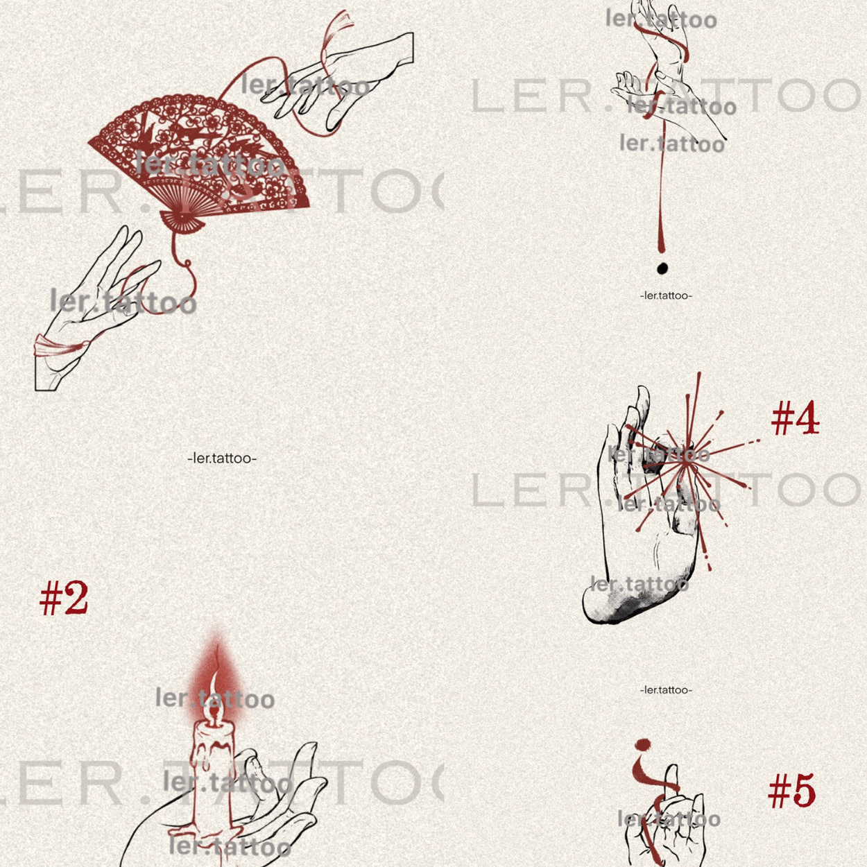 ler.tattoo｜新中式｜彩色纹身贴｜06号套装