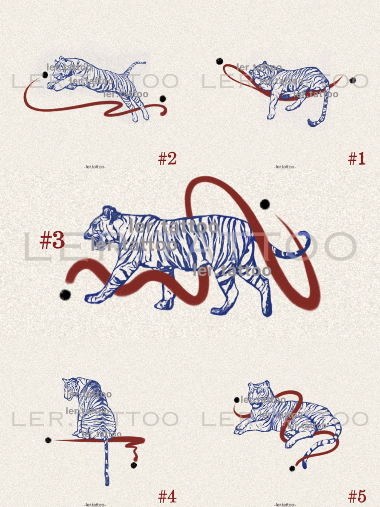 ler.tattoo｜新中式｜彩色纹身贴｜老虎套装