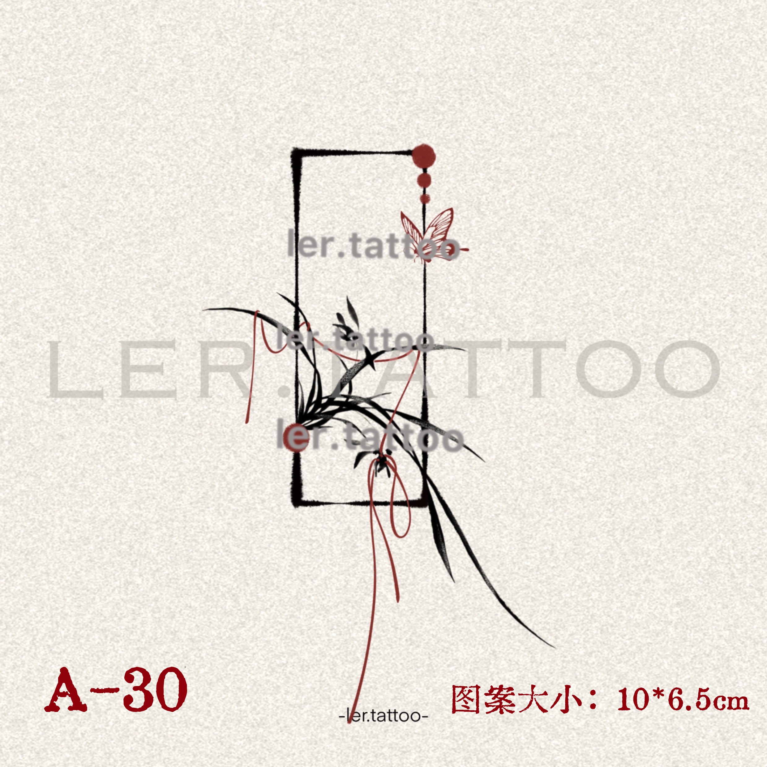 ler.tattoo｜新中式｜彩色纹身贴｜兰|5张包邮