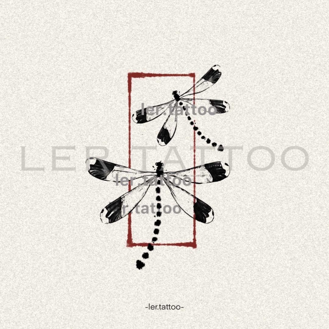ler.tattoo｜新中式｜彩色纹身贴｜贰·蜓｜5张包邮