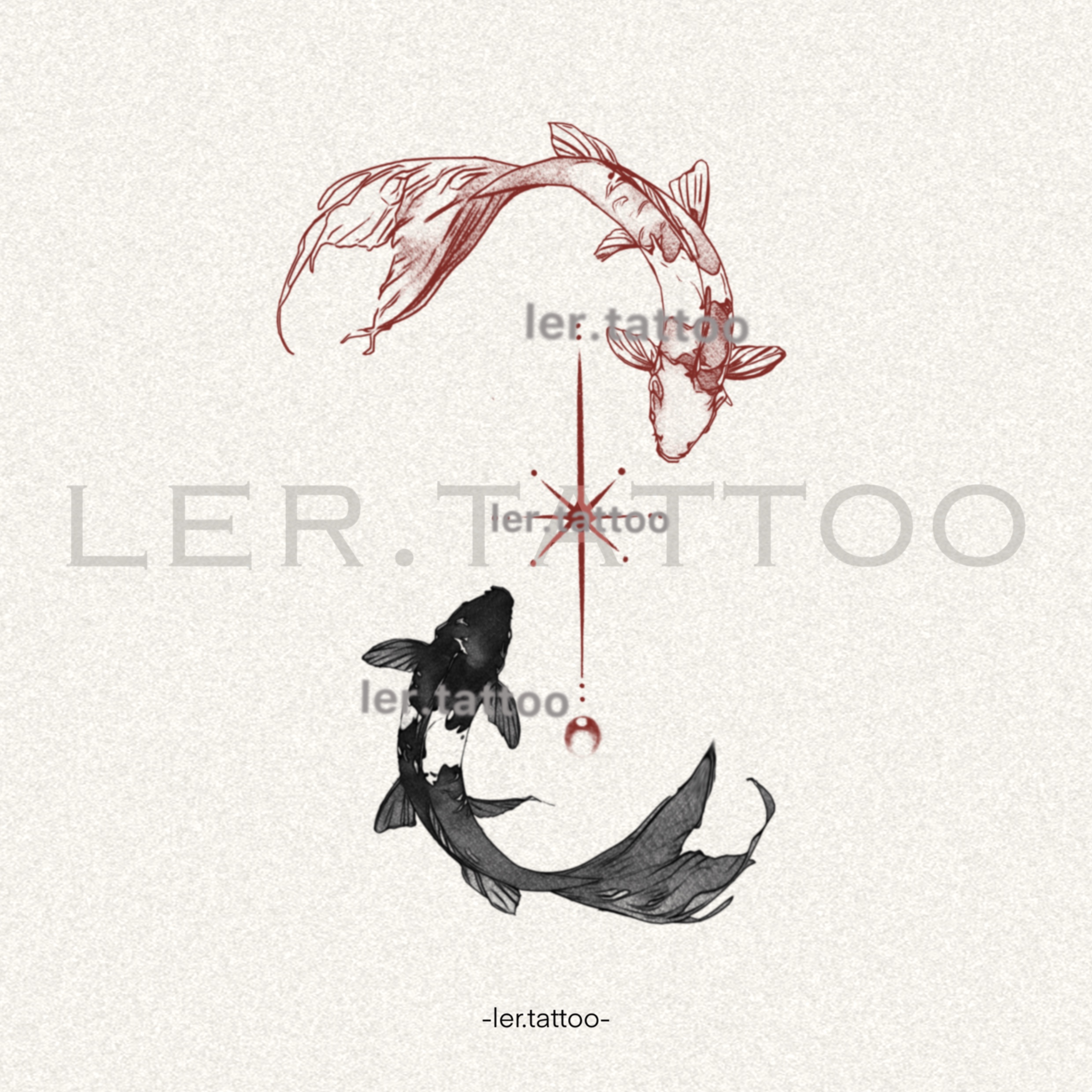 ler.tattoo｜新中式｜彩色纹身贴｜观鱼知乐｜全店5张包邮