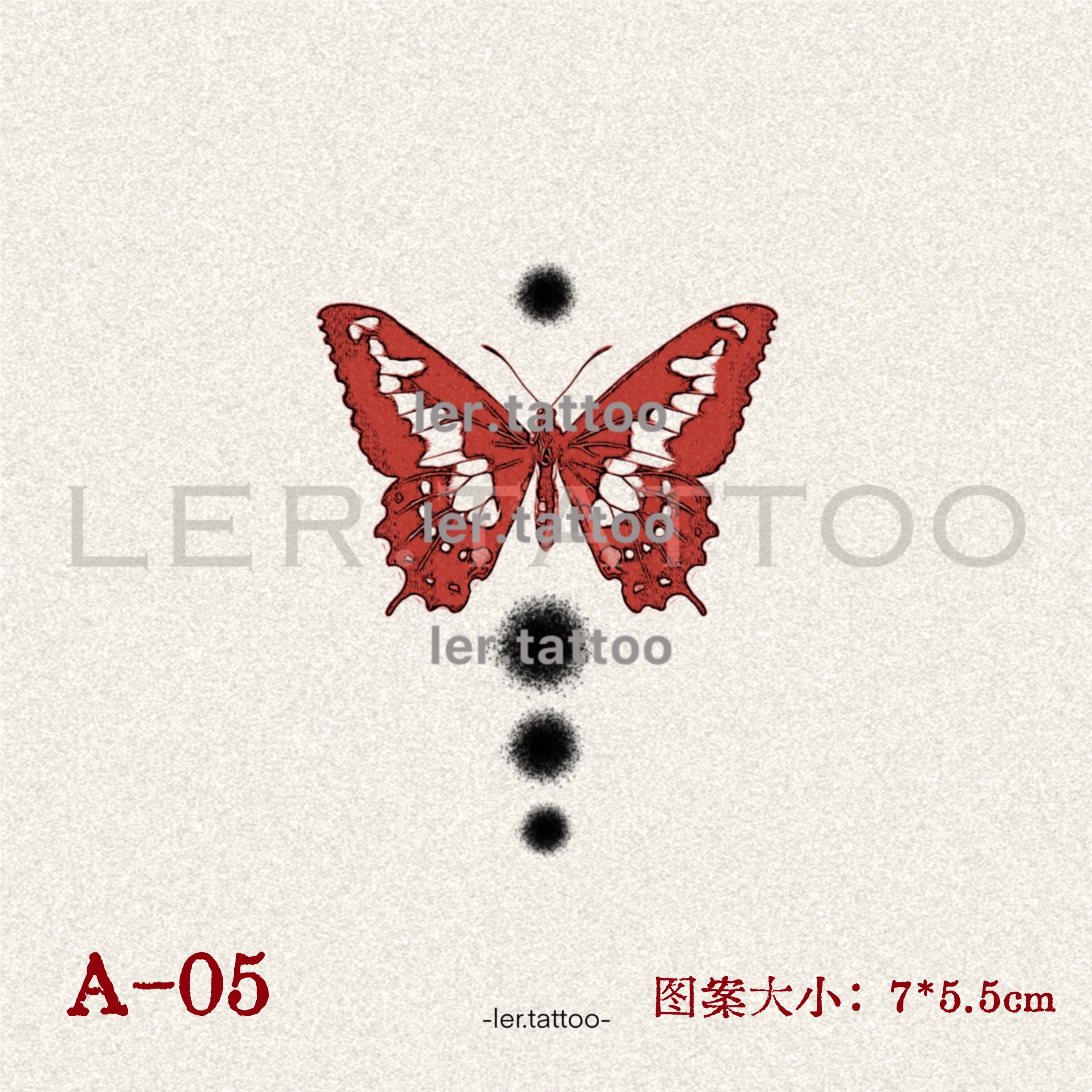 ler.tattoo｜新中式｜彩色纹身贴｜蝶影熏梦｜5张包邮