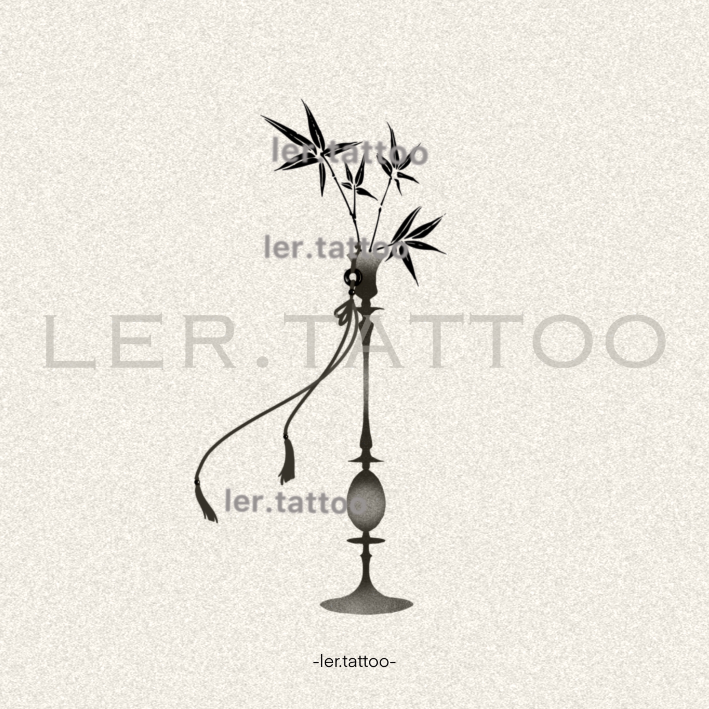 ler.tattoo｜新中式｜草本纹身贴｜青玉枝(10*5cm)｜5张包邮