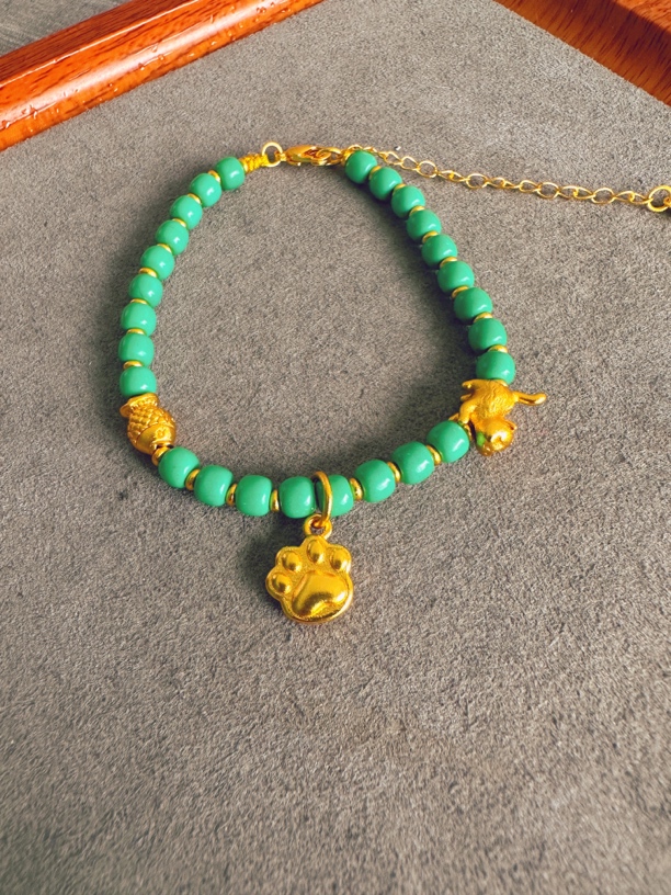 铜合金手链 慵懒猫古法镀金松松手链时尚单圈