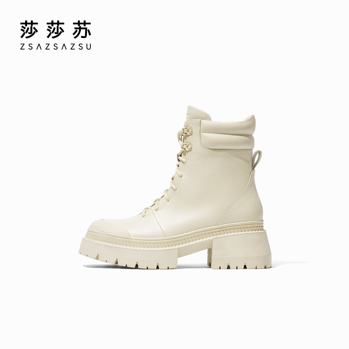 莎莎苏2023秋季新款粗跟厚底增高休闲马丁靴女中筒短靴ZA43671-41