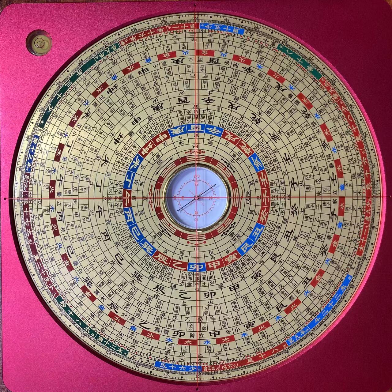 崇道堂铝镁合金8寸三合/综合/三元铜面罗盘（红色）