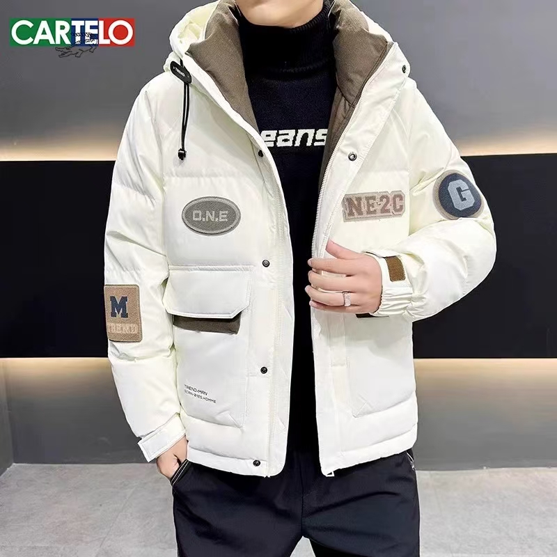 潮牌时尚保暖棉袄新款男士短款休闲百搭连帽潮流加厚冬季加绒韩版