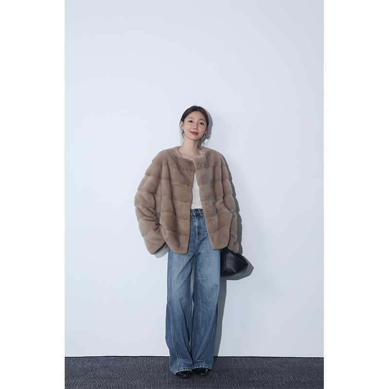 xxoossoo 【丹麦哥本哈根可溯源，帕斯条紫金短二】貂皮大衣水貂外套