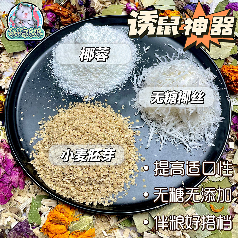 泡泡有球球无糖椰丝椰蓉互动主粮伴侣仓鼠金丝熊用品零食小麦胚芽