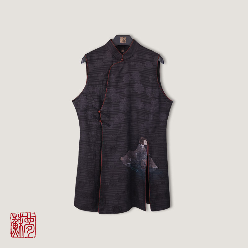 蘇夢【仕女图】高工人物手绘立领马甲中式国风实穿无袖0104456