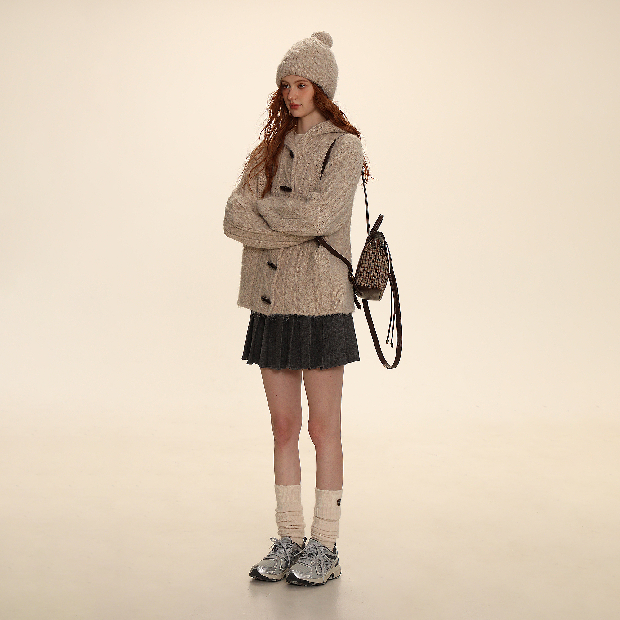 Moromoro复古格纹波士顿翻盖小手提包女士新款小众百搭高级感包包