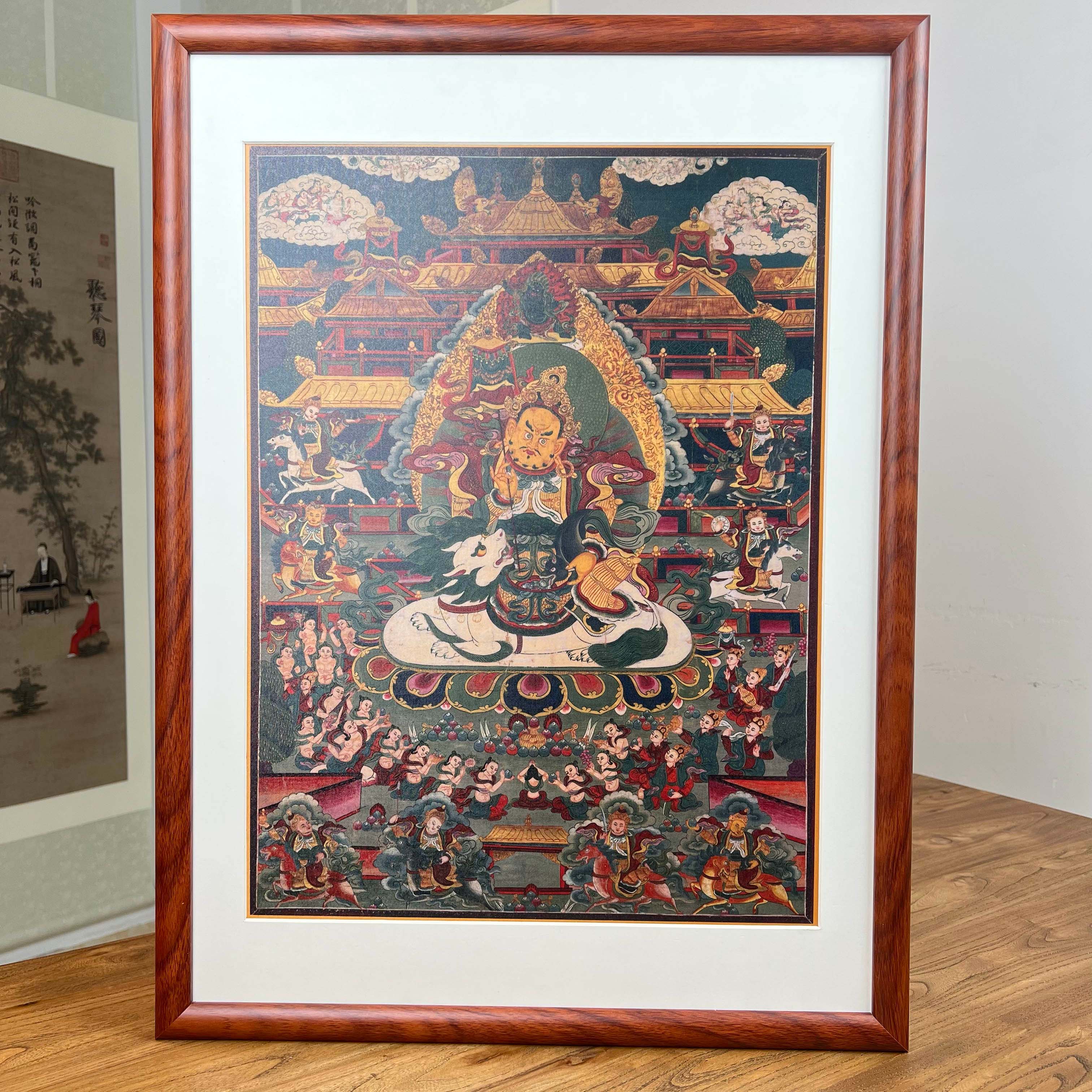 《八方财神》版画 中式客厅玄关书房茶室办公室装饰画仿古绢画芯