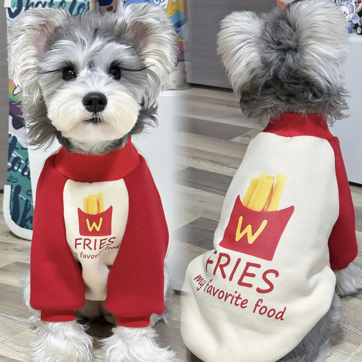 宠物猫狗衣服 春秋潮牌薯条拼色防掉毛空调服 中小大型犬卫衣