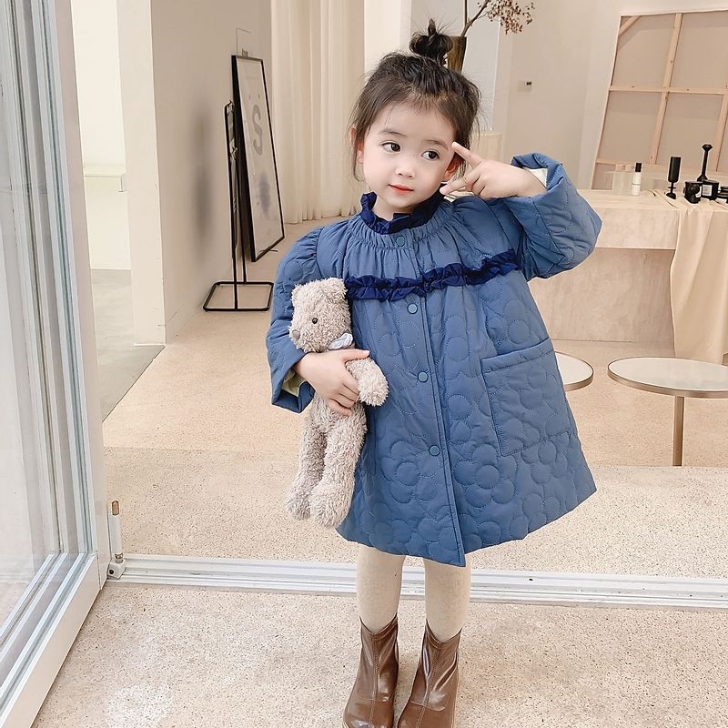 2023年女童秋冬新款加棉连衣裙韩版女宝宝洋气时尚个性薄款棉服潮