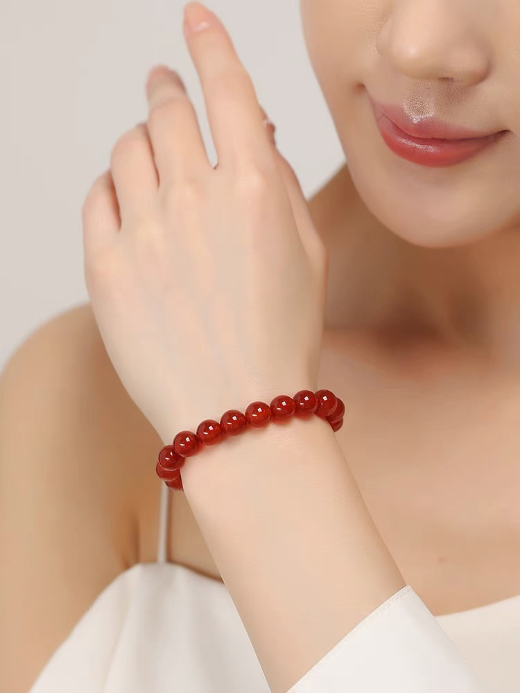 天然红玛瑙玉髓卡6手串